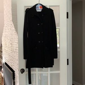 Two breasted black sweater coat